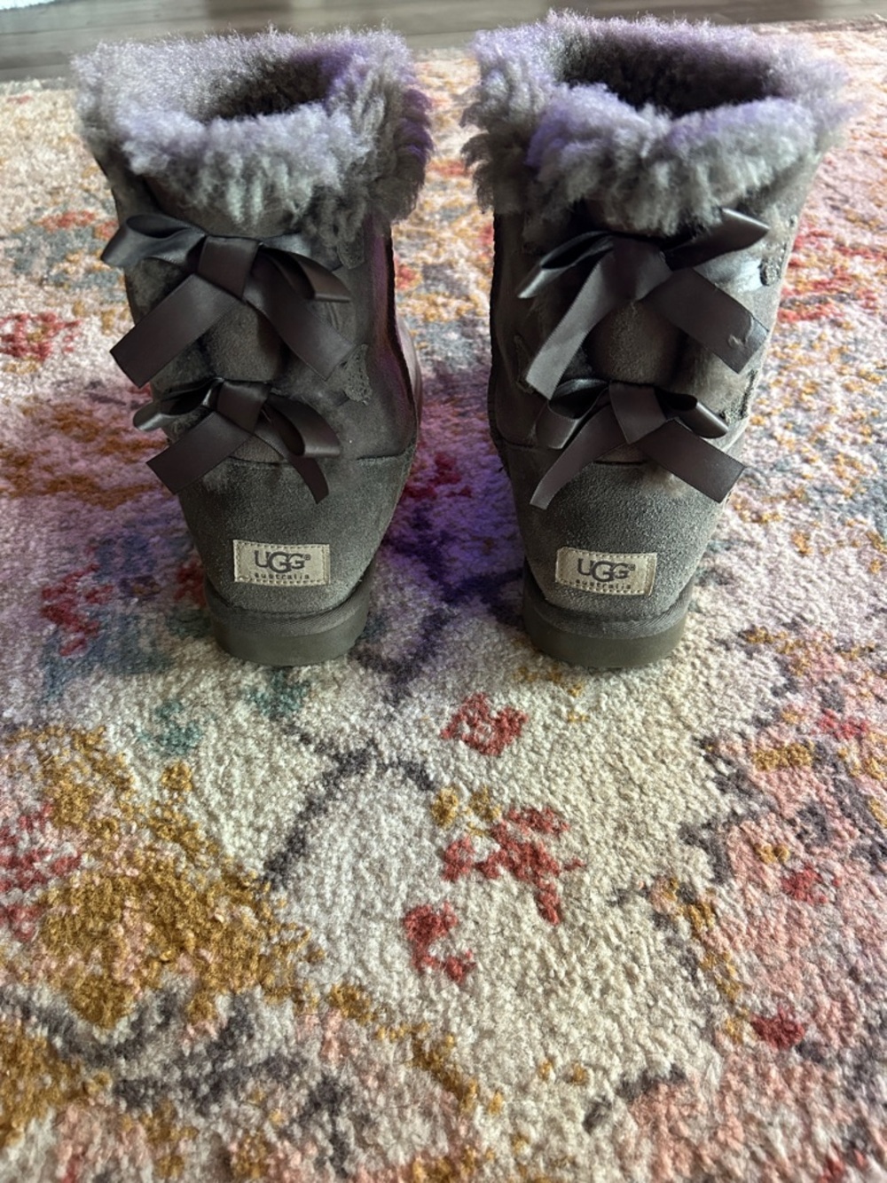 UGG Gray Bow Back Boots